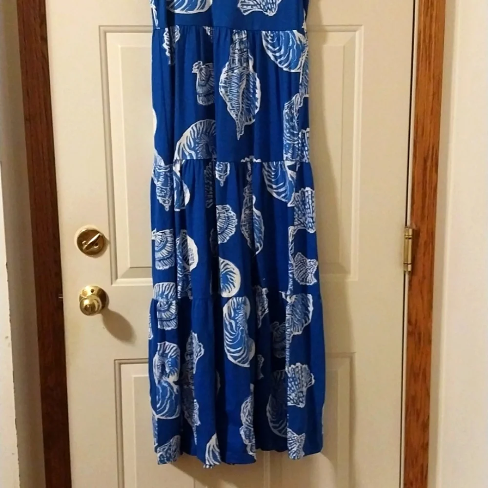 Lilly Pulitzer NWOT Women's XS Sydnee Seashell Print Maxi Dress Blue White - Picture 6 of 9